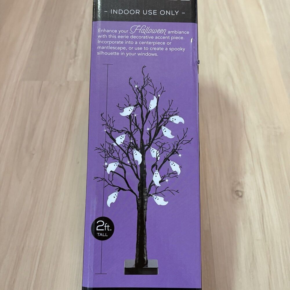 Halloween Decorations Indoor Halloween Tree Black Spooky Tree | 24 LED Orange